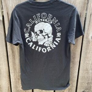 Men's California Skulls T-Shirt Black Biker Motorcycle S Crew Cotton Streetwear